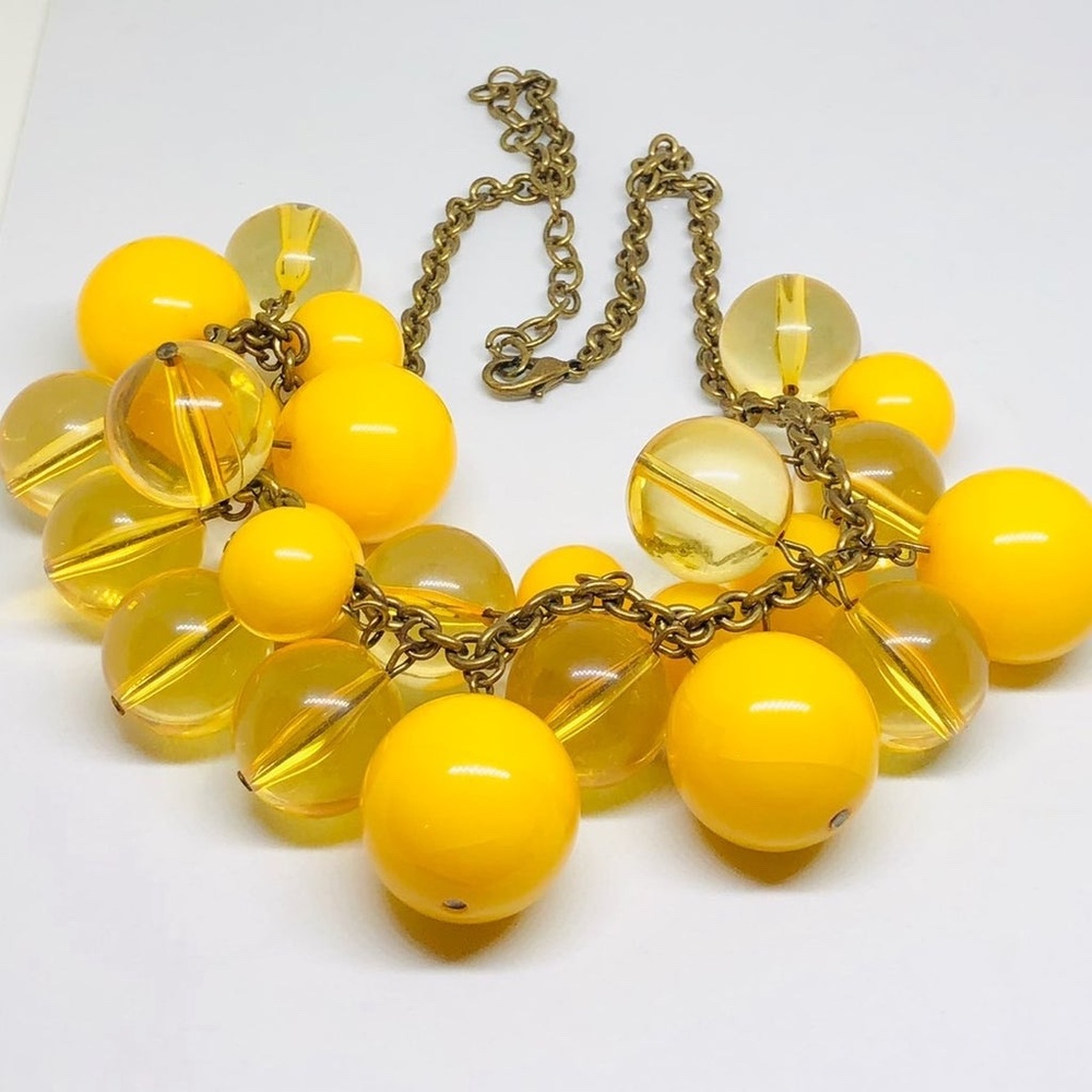 Yellow Bubble Lucite Bead Necklace